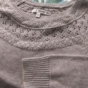 Soft Grey sweater with nice filigree around shoulders